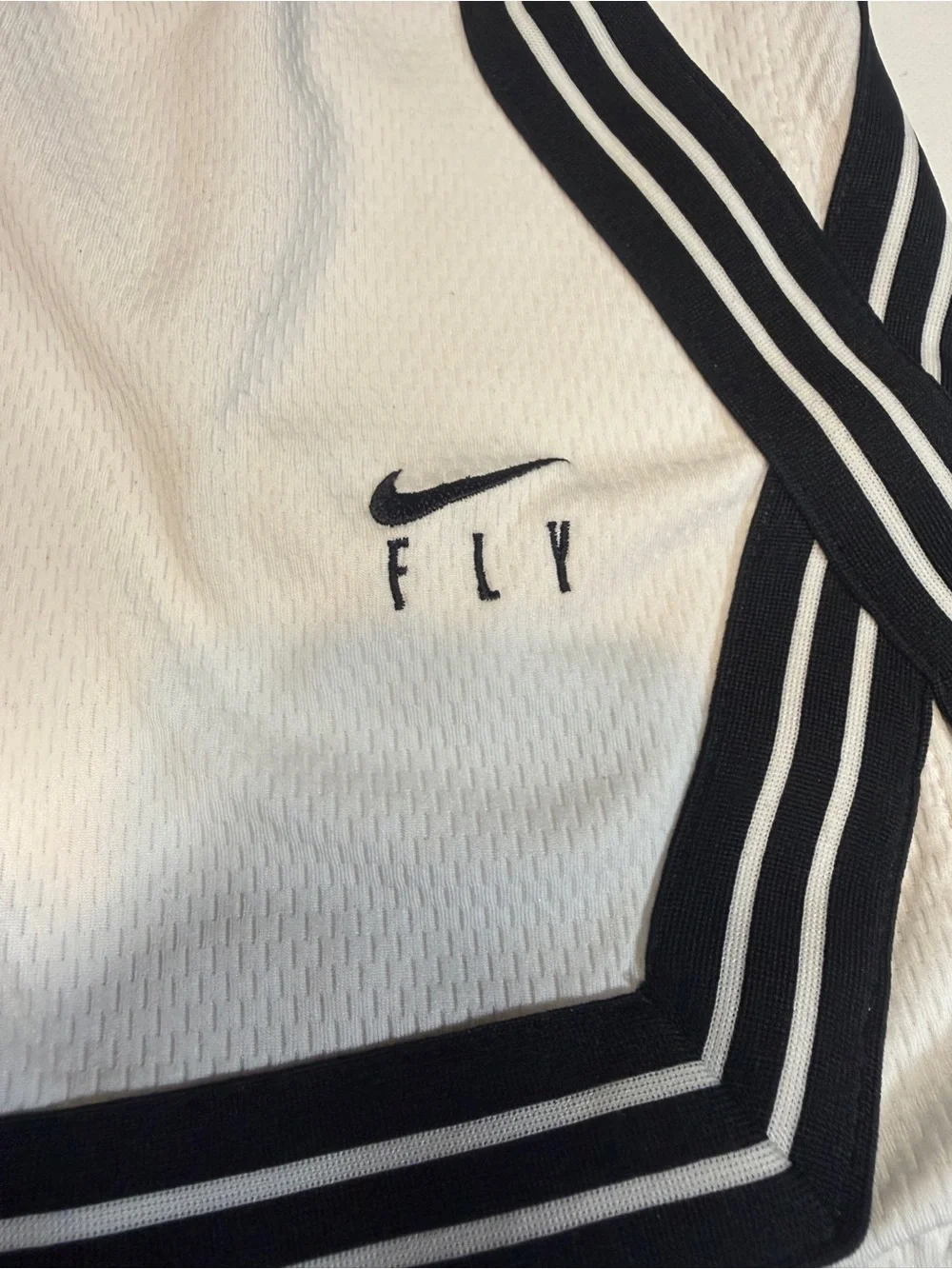 Nike Boys White Athletic Shorts with Black Trim